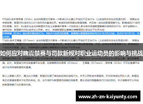 如何应对魏震禁赛与罚款新规对职业运动员的影响与挑战